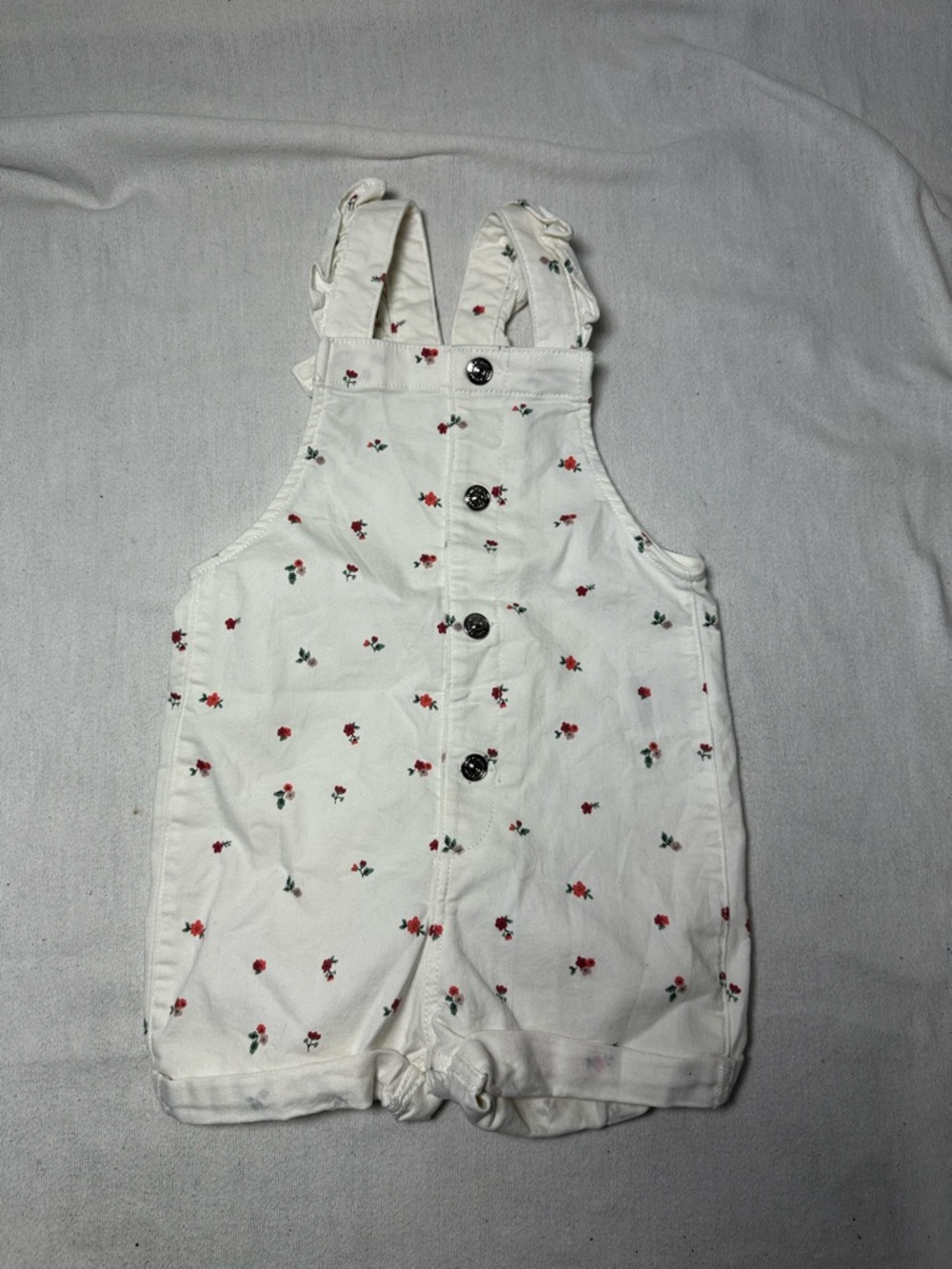 H&M White Floral Button-Front Short Romper